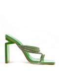 Mixed-material heeled sandal