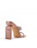 Mixed-material heeled sandal