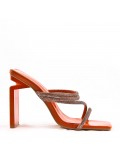 Mixed-material heeled sandal