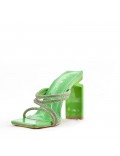 Mixed-material heeled sandal