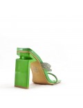 Mixed-material heeled sandal