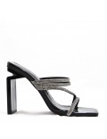 Mixed-material heeled sandal