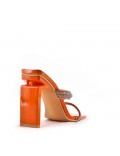 Mixed-material heeled sandal