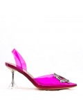 Mixed-material heeled sandal