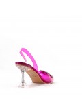 Mixed-material heeled sandal