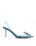 Mixed-material heeled sandal