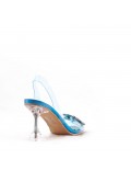 Mixed-material heeled sandal