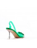 Mixed-material heeled sandal