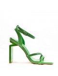 Mixed-material heeled sandal