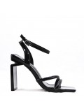 Mixed-material heeled sandal