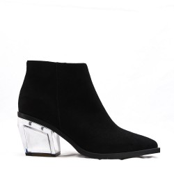 Mixed-material ankle boot