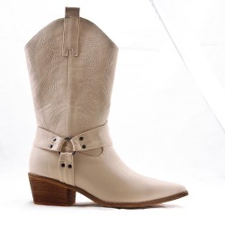 Mixed-material ankle boot