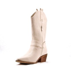 Mixed-material ankle boot