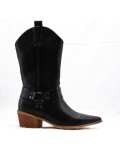 Mixed-material ankle boot