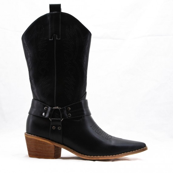 Mixed-material ankle boot