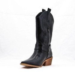 Mixed-material ankle boot