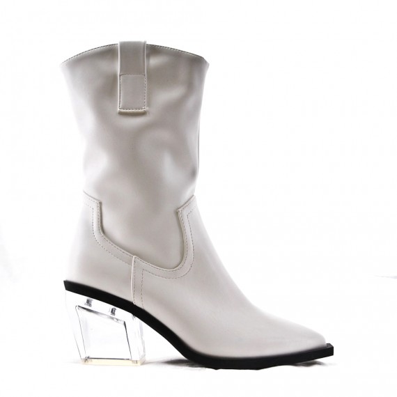 Mixed-material ankle boot