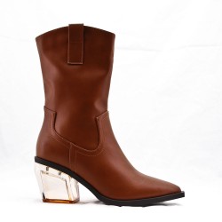 Mixed-material ankle boot