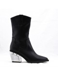 Mixed-material ankle boot