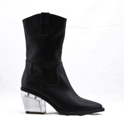 Mixed-material ankle boot