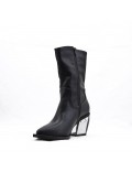 Mixed-material ankle boot