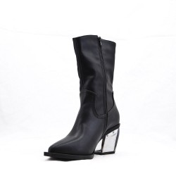 Mixed-material ankle boot