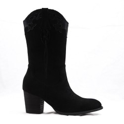 Mixed-material ankle boot