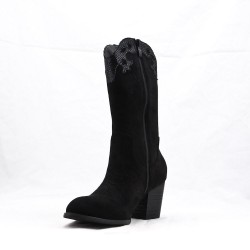 Mixed-material ankle boot