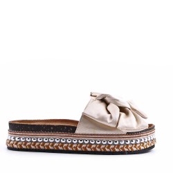 Slipper in mixed materials for women