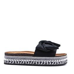 Slipper in mixed materials for women