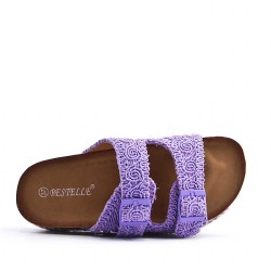 Slipper in mixed materials for women