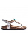 Flat sandals in faux leather for women