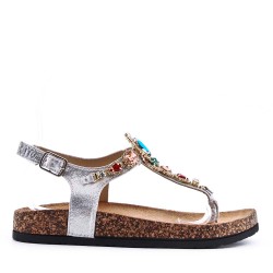 Flat sandals in faux leather for women