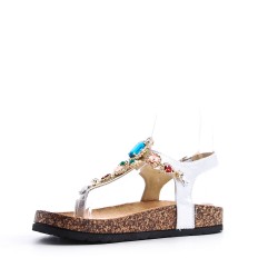 Sandale plat en simili cuir pour femme