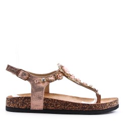 Sandale plat en simili cuir pour femme