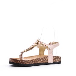 Sandale plat en simili cuir pour femme