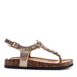 Flat sandals in faux leather for women