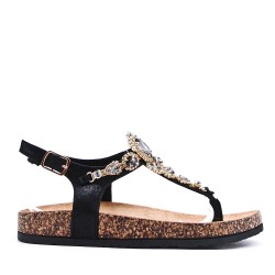 Flat sandals in faux leather for women