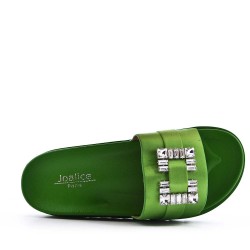 Slipper in mixed materials for women