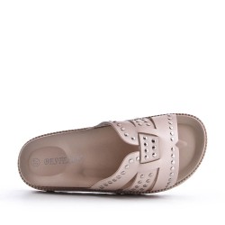 Slipper in mixed materials for women