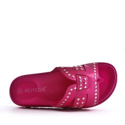 Slipper in mixed materials for women