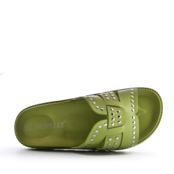 Slipper in mixed materials for women