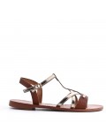 Flat sandals in faux leather for women