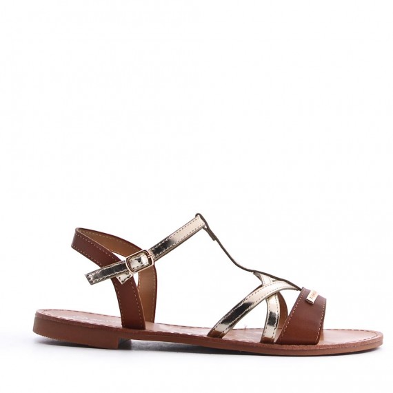 Flat sandals in faux leather for women