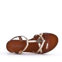 Flat sandals in faux leather for women