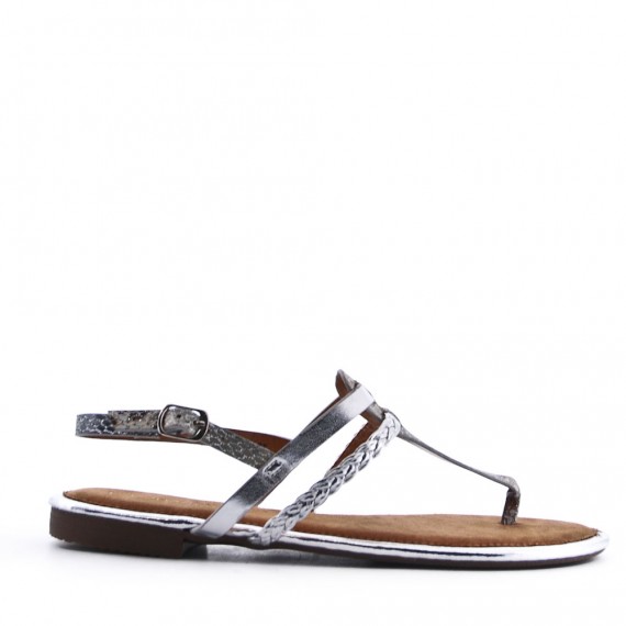 Flat sandals in faux leather for women