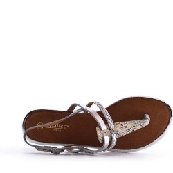 Flat sandals in faux leather for women