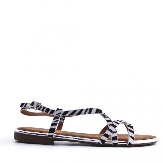 Flat sandals in faux leather for women