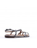 Flat sandals in faux leather for women