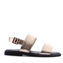 Flat sandals in faux leather for women